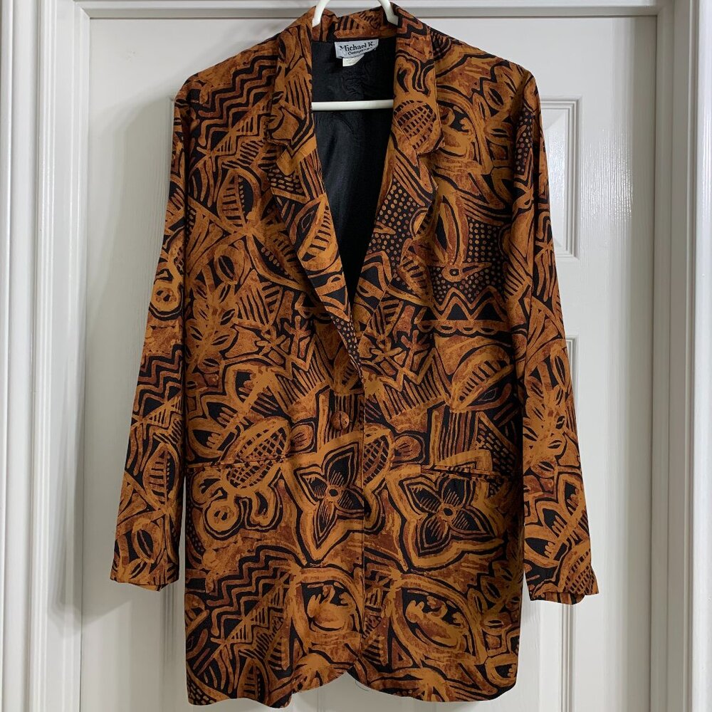 Michael K. & Company Women's Brown and Black Rayon Jacket, Size Medium